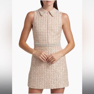 Alice + Olivia Cream Sequin Mini Dress